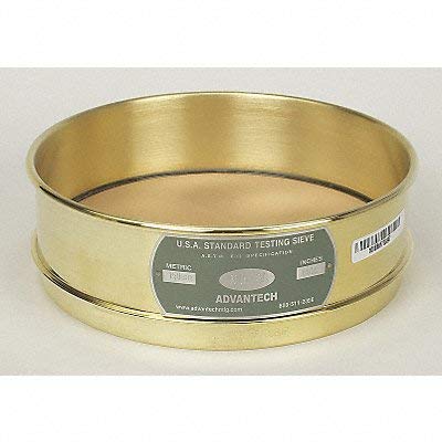 ADVANTECH MANUFACTURING 400BB8F Brass Frame Wire Cloth Test Sieve, 8" Diameter, #400 Mesh Size, Full Sieve Height