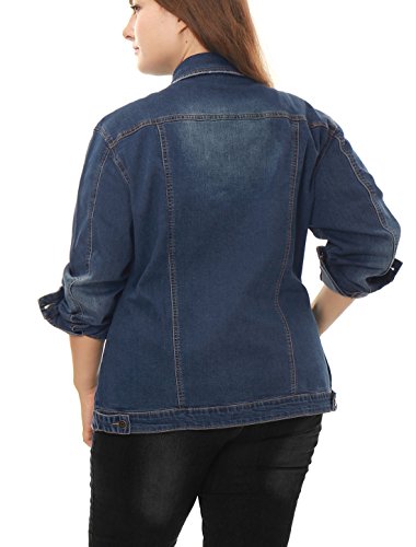 uxcell Women's Plus Size Jean Jacket Stitching Button Front Washed Western Outfit Denim Jacket 4X Blue