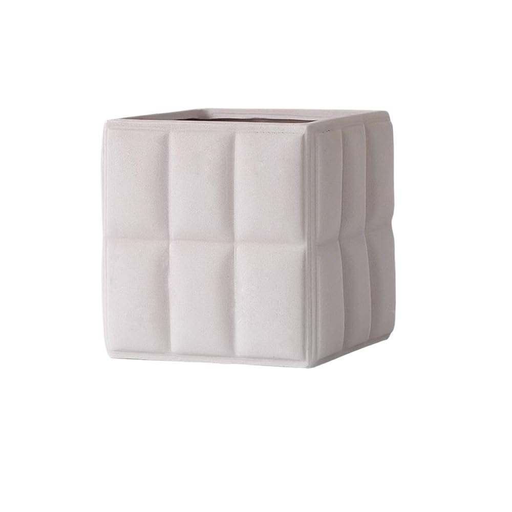 Kx9Lb8d Flower planters Light Grey Square Shaped Flower Pot, Tabletop Terra Cotta Planter Container, for Indoor Outdoor Room Balcony Garden Office