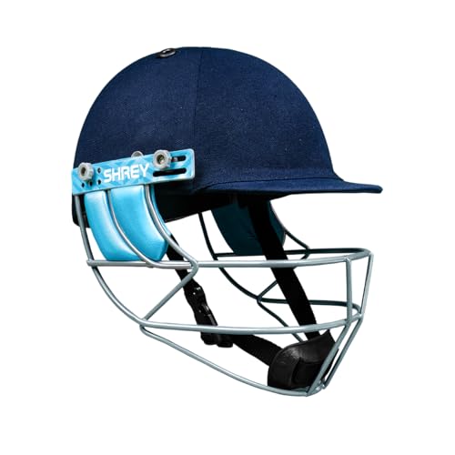 Shrey Match 3.0 Steel Cricket Helmet Better Protection and Cushioning | Comfortable Fit (Navy, Large)