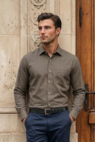 Image of Louis Philippe Men's Polyester Blend Slim Fit Look All Day Comfort with Stretch Full Sleeve Solid Fashion Formal Shirt