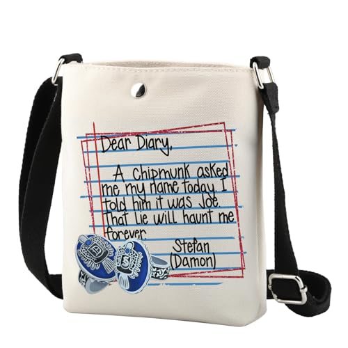 TSOTMO Vampire Damon Gift Salvatore Brothers Vampire Fans Gift Vampire Fandom Zipper Crossbody Bag (Dear Diary CR)