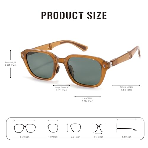 J&L Glasses Polarized Folding Sunglasses Women Men Square Sunglasses Foldable Sunglasses UV400 Protection4