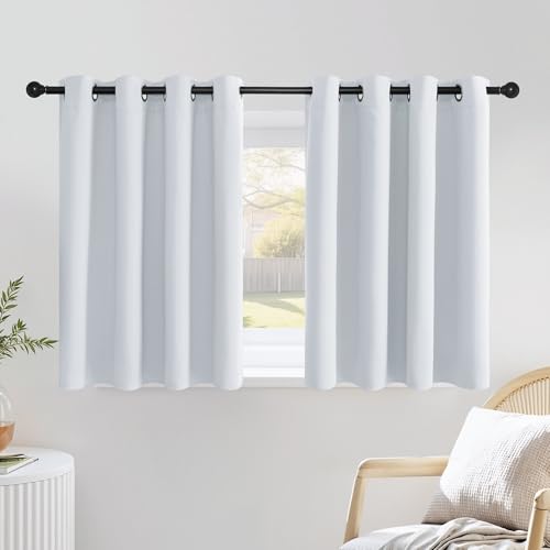 NICETOWN Greyish White Kitchen Curtains 36 inches Long, Window Treatments Thermal Insulated Grommet Room Darkening for Bedroom, 2 Panels, W52 x L36 by NICETOWN - Used condition - US$20.56