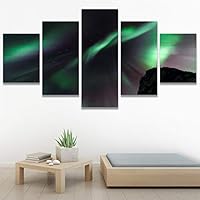 SIGNWIN 5 Panel Canvas Wall Art Astronomy & Space Contemporary Cosmic Dramatic Green Group Photography Realism Ultra for Home Decorations Ready to Hang - 60