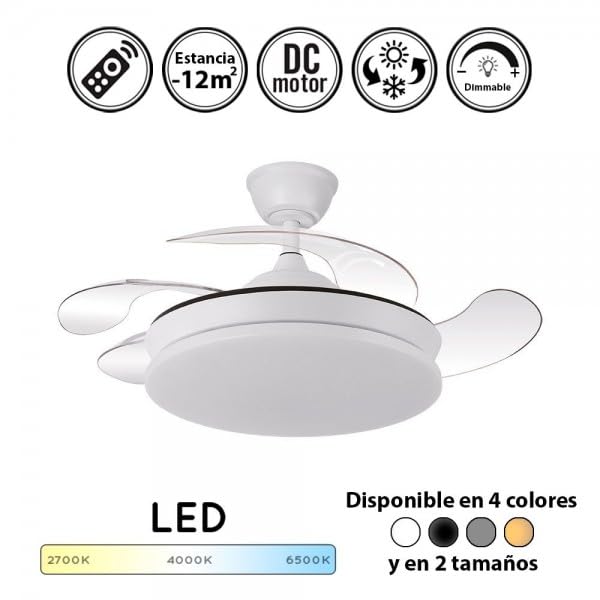 Bilake Ventilador de Techo tridente | Lampara Ventilador de Techo con luz 59W 6980Lm | Mejor Ventilador de Techo 2025 Calidad Precio