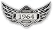 sticker licker Vieilli Winged Classique Édition Écusson Year en Date du 1964 Vintage Rétro Café Racer Design Externe Vinyle Voiture Moto Autocollant 125x67mm