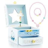 RR ROUND RICH DESIGN Kids Musical Jewelry Box with Drawer and Pretty Jewelry Set with Elegant Ballet Girl Theme - Swan Lake Tune White