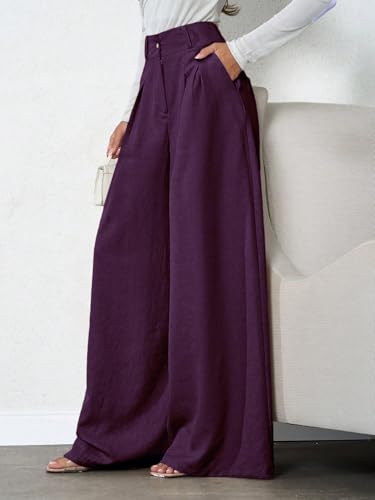 Image of KOTTY Women's Solid|Button|Wide Leg Style|High Rise|Office wear Pant