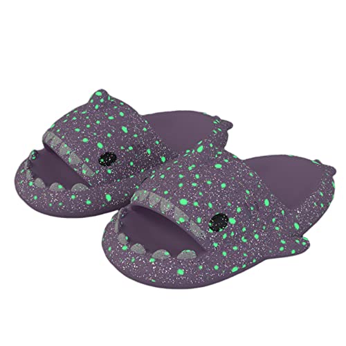 Galaxy Shark Slides Glow in the Dark for Men and Women, Cloud Shark Slides Beach Sandals Luminous Shark Slippers