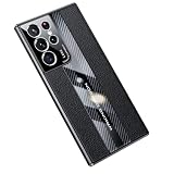 Picture of Lunivop for Samsung Galaxy s23 Ultra case Slim TPU Carbon Fiber & Leather Silicone Cover para Compatible with s23Ultra 6.8 inch 5G 2023 Camera Protection Shockproof Phone Case Black