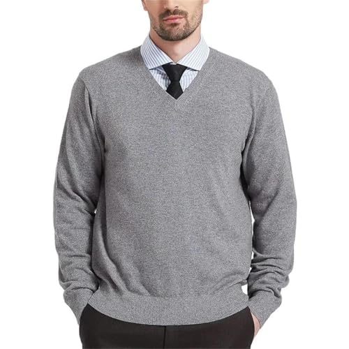 Men’s V-Neck Sweater Wool Pullover Long Sleeve Warm Soft Thick Business Casual Knit Top2