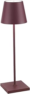 Zafferano, Poldina Pro, Lampe de Table Rechargeable et Sans Fil avec Contrôle Tactile, Utilisable également comme Lampe d'Extérieur, Dimmer 2200-3000 K, Hauteur 38 cm, Couleur Bordeaux
