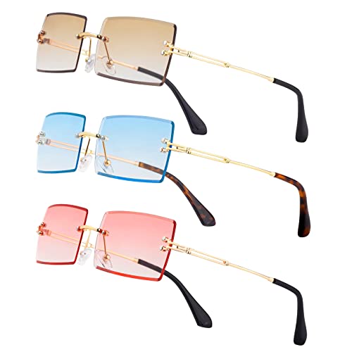 Image of Stylish Small Rectangle Sunglasses Women Men Tinted Frameless Eyewear Ultralight Candy Color Ocean Sun Glasses Shades NP1034
