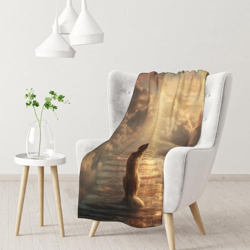 Zenorix Dogs On The Road to Heaven,Flannel Throw Blankets, Warm Sunset and Cloud Pattern, Anti-Pilling and Non-Shedding, Ideal for Living Room Decor Or Daily Use,Sofa Or Bed Decor 30x40 Inch