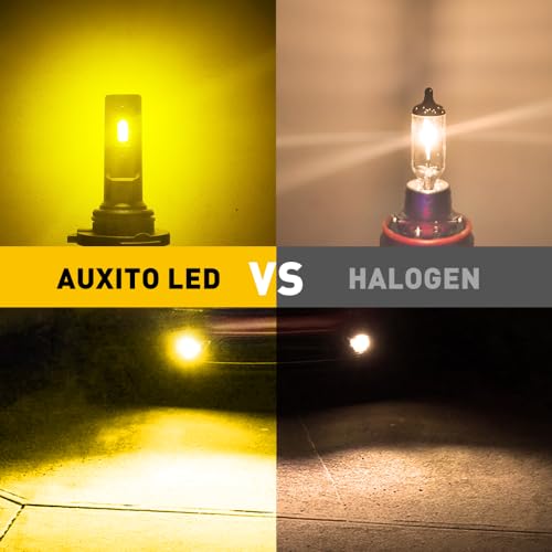 Image of AUXITO 9145 LED Fog Light Bulbs Yellow, 6000LM 3000K Amber Fog Lights, H10 /9045 /9140 Halogen Replacement for DRL or Fog Lamps, Canbus Ready, Non-Polarity, Pack of 2