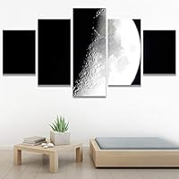 SIGNWIN 5 Panel Canvas Wall Art Aerial Astronomy & Space Expressive Global Moon Multicolor Photography Realism Warm for Home Decorations Ready to Hang - 60