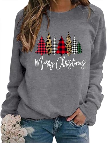 WIEIYM Weihnachtspullover Damen Sweatshirt Weihnachtsbaum Druck...