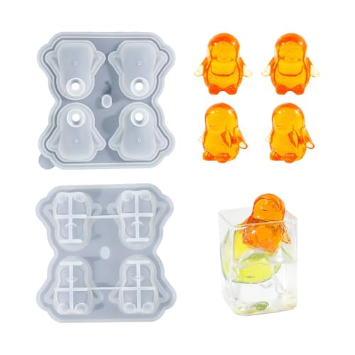 Bandeja de cubitos de hielo en forma de pingüinos con tapa miniatura 2