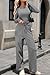 CHYRII Womens Fall Round Neck Long Sleeve Tops Long Palazzo Pants Matching Sets 2 Piece Outfits Loung Sets Black XL