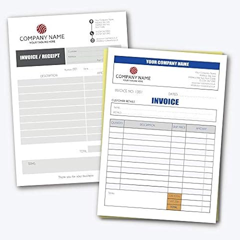 Personalised A5 Duplicate Invoice Book • Order Book • NCR Pad • Receipt Pad • 50 Sets • Full Colour Cover