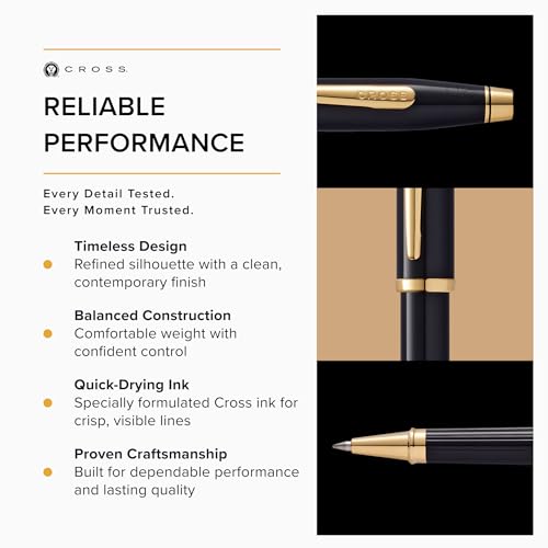 Image of Cross Century II Classic Black Rollerball Pen - Sophisticated Luxury Writing Instrument with Smooth Ink Flow for Professionals and Gift Giving