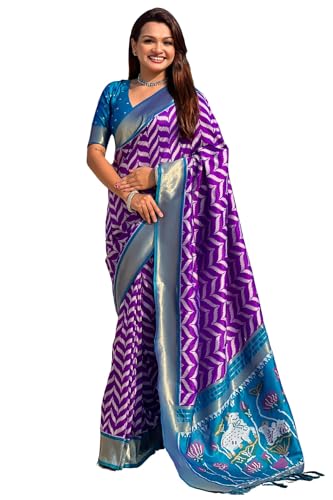 SGF11 Women's Kanjivaram Patola Soft Pure Silk Sarees With Unstitched Blouse Piece product image 10