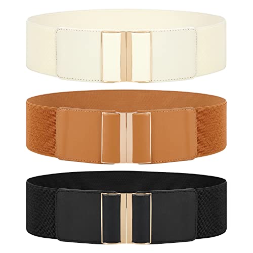 WERFORU 3 Stück Damen elastischer Gürtel für Kleider Vintage dehnbarer...