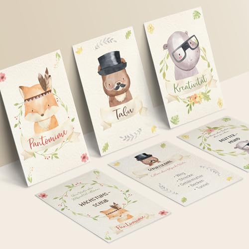 Lustiges Babyparty Spiele Set mit 51 Karten - Tabu, Pantomime und Kreativität - perfektes Activity für eine unvergessliche Babyshower Party