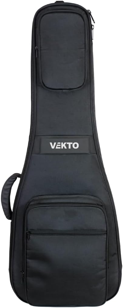 38mm Padded Acoustic Guitar Bag for Dreadnought Waterproof 1000D Oxford, Thick Foam Padding, Adjustable Straps, Spacious Pocket, Back Hanger Loop, Neck Protection VEKTO Black