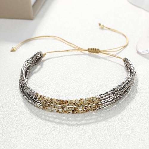 Image of KELITCH Layered Miyuki Beads Bracelets Adjustable Strand Bracelets Bangles Bohemian Style Summer