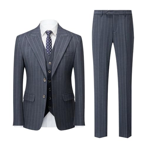 Men’s 3 Piece Slim Fit Formal Suit Set with Pants Vest Business Tuxedo for Wedding Prom Graduation Dinner(XXXX-Large)
