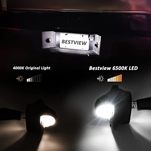 Bestview License Plate Light, Rear Bumper Tag Lamp Housing Assembly Replacement Compatible With Fo-Rd F150 F250 F350 Super Duty Ranger Explorer Bronco Excursion Expedition, 6500K White Tag Light #TOP2