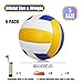 Magicorange Volleyball, 6 Pack Official Size 5 Soft Touch Recreational Volleyballs- PU Leather Indoor Outdoor Volleyballs for Beach Play, Game,Gym,Training -Includes Ball Pump (Blue Yellow)