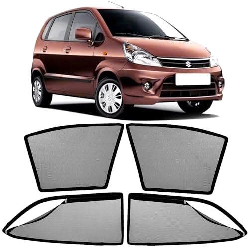 Image of AutoStory Magnetic Car Sunshade for Maruti Zen Estilo | Front Half Cut for Mirror Visibility + Rear Full Coverage with Zipper | Heavy Heat & UV Protection | Privacy Side Window Curtains Shades