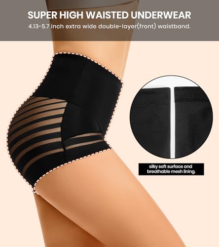 ASIMOON Tummy Control Boyshorts Underwear for Women Stretch High Waisted Shapewear Sexy Mesh No Show Panties for Ladies3