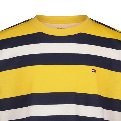 Tommy Hilfiger Boys' Short Sleeve Fashion Crew Neck T-Shirt, Rugby Stripe Yolk Yellow, 10-12 - image 2