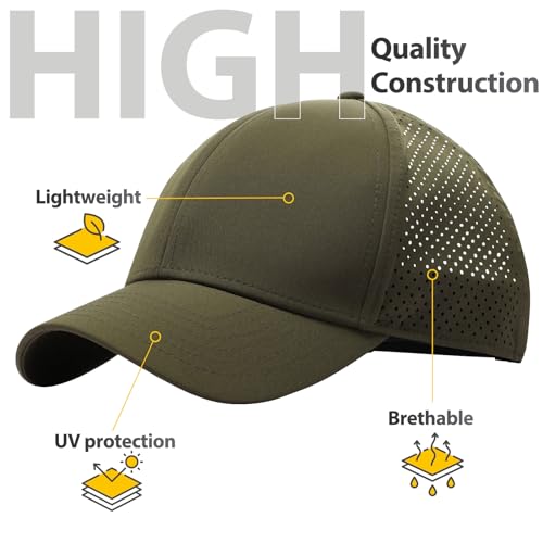 Image of LiuSuper XXL Oversized Quick Dry Baseball Cap for Men & Women Big Heads, Adjustable Unisex Sports Performance Sun Hat One Size for Golf, Running, Workout Olive Green
