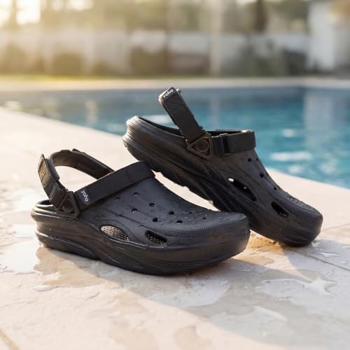 Image of YOHO Dual Hacker Clogs for Men & Boys | Waterproof Monsoon Footwear & Rainy Sandals | Adjustable Strap