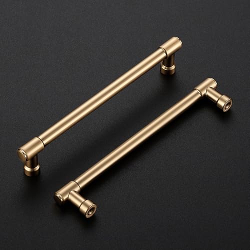 Image of Ravinte 2 Pack 6-1 /4 Inch Hole Center Solid Kitchen Cabinet Handles Champagne Bronze Dresser Pulls Cabinet Drawer Pulls for Kitchen Cupboard Hardware