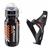 100% MADE IN ITALY Raceone.it - Kit Race Duo X1 Matt (2 PCS): Porta Bidon X1 + Bidon de Ciclismo XR1 Bici Carrera de Ruta/Bicicleta de Montaña MTB/Gravel Bike. Color: Negro/Naranja 100% Made IN Italy