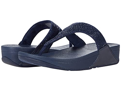 Image of FitFlop Lulu Crystal Embellished Toe-Post Sandals Midnight Navy 7 M (B)