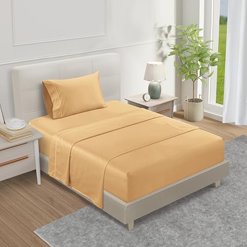 Image of 3 PC Twin XL Sheet Set for Twin Matress, 15 inch Deep Pocket Sheets - Semolina