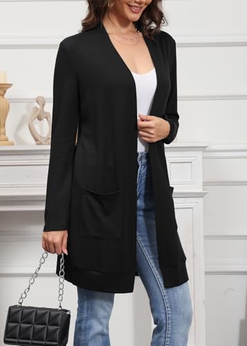 Naggoo Women Classic Open Front Lightweight Cardigans Casual Loose Kimono Long Sleeve Cardigan2