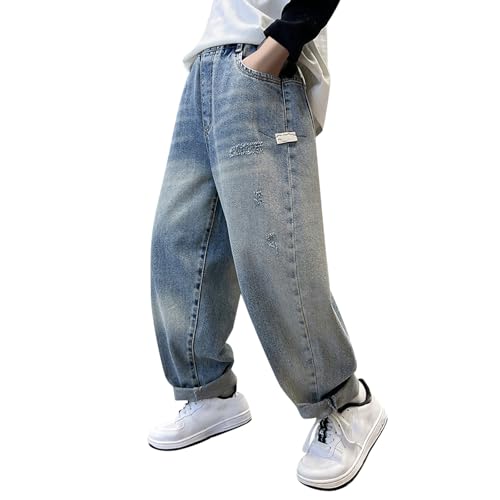 Boys Casual Loose Fit Pants for Active Play Comfortable Everyday Wear Versatile Denim Bottoms Trendy StreetStyle