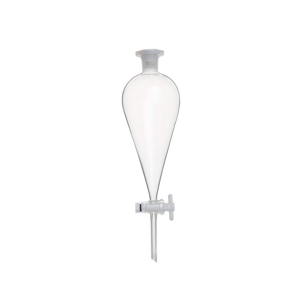 Konisches Scheidetrichter-Borosilikatglas-Laborglas mit PTFE/Glas-Absperrhahn, 60 ml - 5000 ml erhältlich (Color : PTFE Stopcock, Size : 125ml)