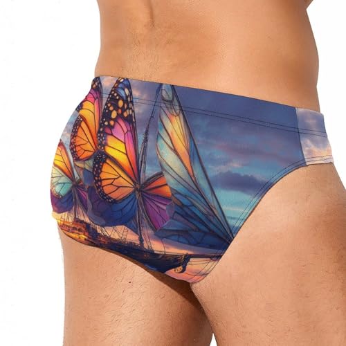 Salvador-Dali Ship with Butterfly Sails Mens Swim Briefs Quick Dry Swim Trunk Bikini Underwear Swimsuit3