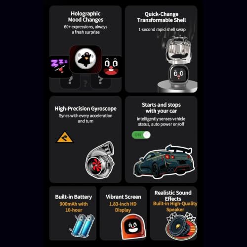 Image of AI Smart Dashboard Robot with Animated Emoji (Pink) | Gyroscope Motion Sensor, Rechargeable, Interactive Companion, Car Interior Decor