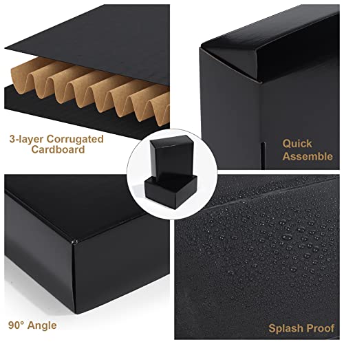 Image of ZBEIVAN 8x8x4 Black Shipping Boxes, 20 Packs Corrugated Cardboard Mailer Boxes for Packaging Small Business Mailing Gifts Wrap Boxes with Lids