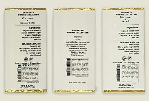 Fine & Raw Brooklyn Bonnies Organic Vegan Chocolate Bar Variety Pack of 3 – Hazelnut Butter, Sea Salt and Espresso - Plant Based, Non-GMO, Gluten-Free & Paleo - 2oz. - Thumbnail 7